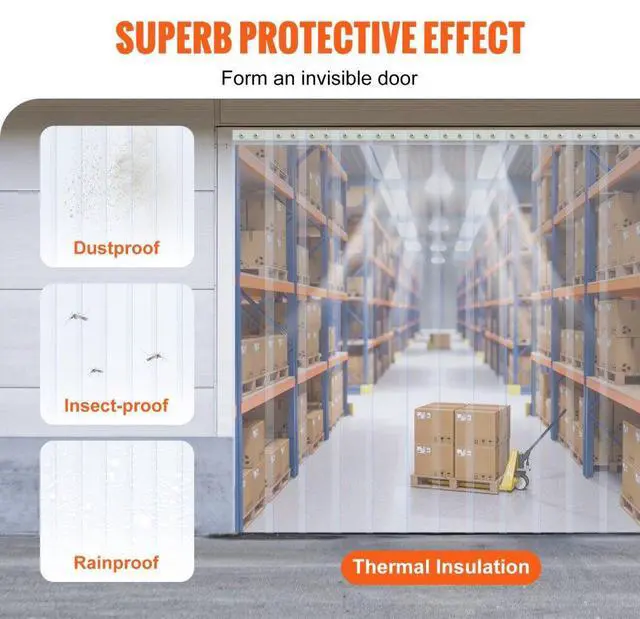 Alt view image 3 of 7 - VEVOR Strip Curtain, 164' Length x 8" Width x 0.08" Thickness, Clear PVC Smooth Curtain Strip Door Bulk Roll, Plastic Door Strips for Doorways of Supermarket, Garage, Warehouse, Barn, Pet Animal House