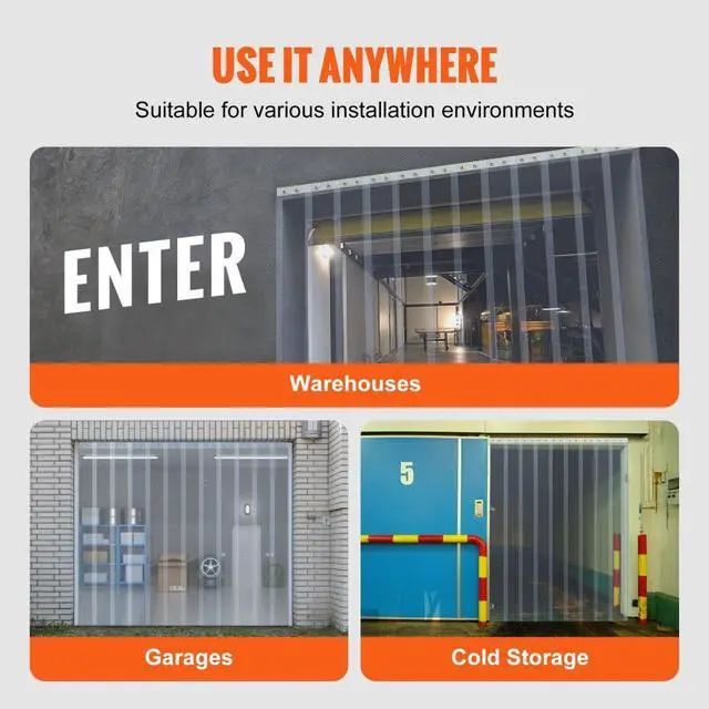 Alt view image 6 of 7 - VEVOR Strip Curtain, 164' Length x 8" Width x 0.08" Thickness, Clear PVC Smooth Curtain Strip Door Bulk Roll, Plastic Door Strips for Doorways of Supermarket, Garage, Warehouse, Barn, Pet Animal House
