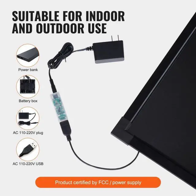 Alt view image 3 of 14 - VEVOR LED Message Writing Board, 24"x16" Illuminated Erasable Lighted Chalkboard, Neon Effect Menu Sign Board, Drawing Board with 8 Fluorescent Chalk Markers and Remote Tested to UL Standards