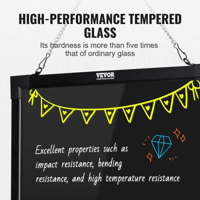 Alt view image 5 of 14 - VEVOR LED Message Writing Board, 24"x16" Illuminated Erasable Lighted Chalkboard, Neon Effect Menu Sign Board, Drawing Board with 8 Fluorescent Chalk Markers and Remote Tested to UL Standards