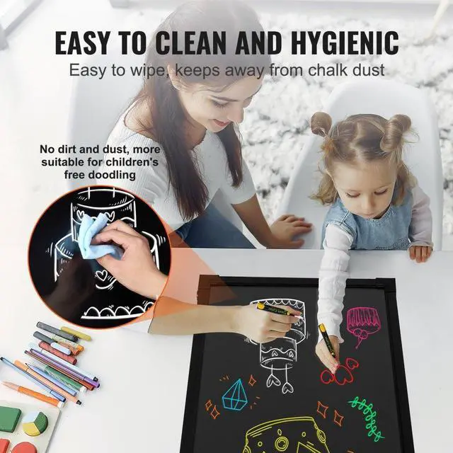 Alt view image 6 of 14 - VEVOR LED Message Writing Board, 24"x16" Illuminated Erasable Lighted Chalkboard, Neon Effect Menu Sign Board, Drawing Board with 8 Fluorescent Chalk Markers and Remote Tested to UL Standards