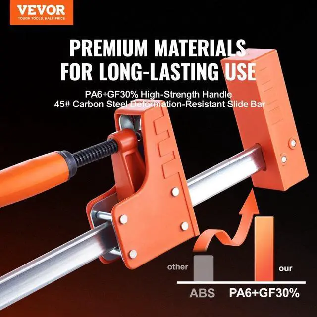 Alt view image 2 of 7 - VEVOR Bar Clamps for Woodworking, 2-Pack 50" Parallel Clamp Set, F Clamp with 1100 lbs Load Limit, Even Pressure, High-strength Plastic and Carbon Steel, Wood clamps for Woodworking Metal Working