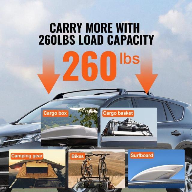 Alt view image 4 of 7 - VEVOR Roof Rack Cross Bars, Compatible with Toyota RAV4 2019-2023, 260lbs Load Capacity, Aluminum Anti-Rust Crossbars with Locks, Rooftop Cargo Bag Luggage Carrier (Not Fit for Adventure/TRD Off-Road)