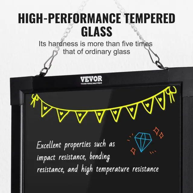 Alt view image 5 of 7 - VEVOR LED Message Writing Board, 16"x12" Illuminated Erasable Lighted Chalkboard, Neon Effect Menu Sign Board, Drawing Board with 8 Fluorescent Chalk Markers and Remote Control, for Home Wedding Shop