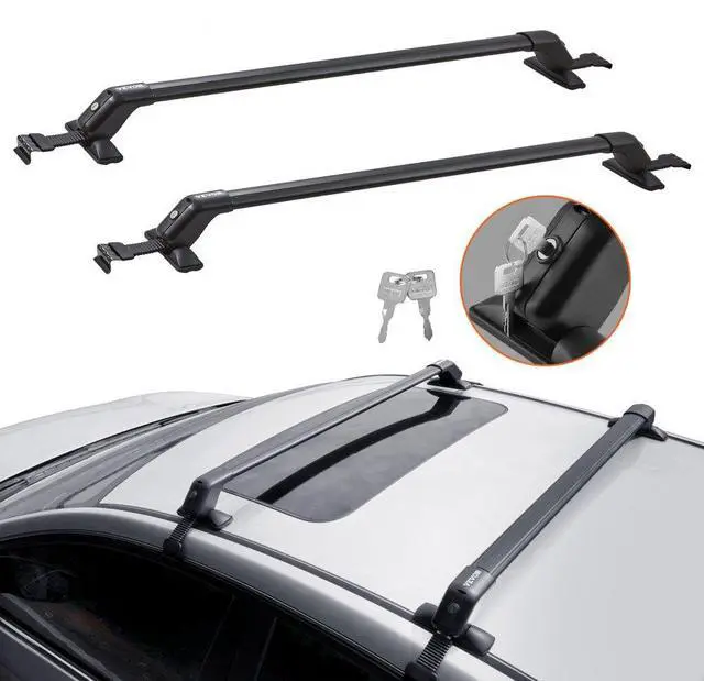 Main image of VEVOR Universal Roof Rack Cross Bars, 41.3" Aluminum Roof Rack Crossbars, Fit Roof without Side Rail, 155 lbs Load Capacity, Adjustable Bare Roof Crossbars with Locks, for SUVs, Sedans, and Vans