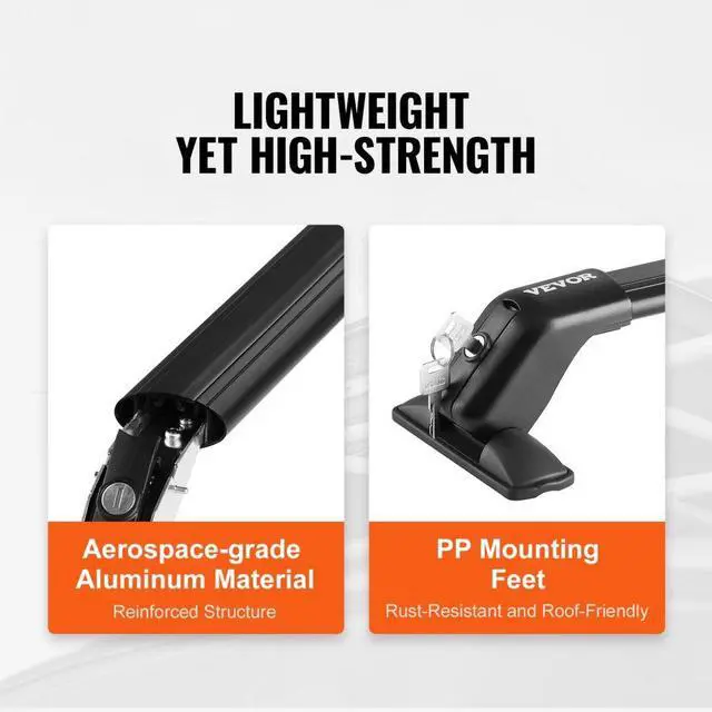 Alt view image 5 of 7 - VEVOR Universal Roof Rack Cross Bars, 41.3" Aluminum Roof Rack Crossbars, Fit Roof without Side Rail, 155 lbs Load Capacity, Adjustable Bare Roof Crossbars with Locks, for SUVs, Sedans, and Vans
