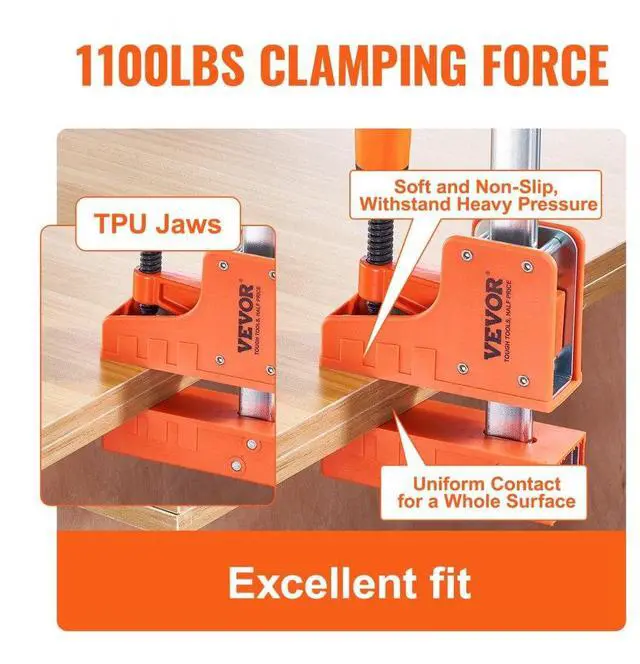 Alt view image 4 of 7 - VEVOR Bar Clamps for Woodworking, 2-Pack 50" Parallel Clamp Set, F Clamp with 1100 lbs Load Limit, Even Pressure, High-strength Plastic and Carbon Steel, Wood clamps for Woodworking Metal Working