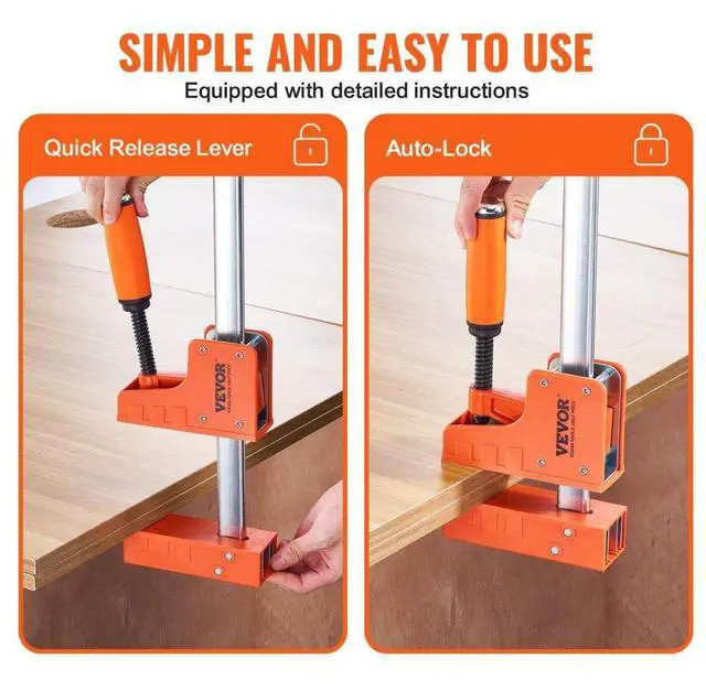 Alt view image 5 of 7 - VEVOR Bar Clamps for Woodworking, 2-Pack 50" Parallel Clamp Set, F Clamp with 1100 lbs Load Limit, Even Pressure, High-strength Plastic and Carbon Steel, Wood clamps for Woodworking Metal Working
