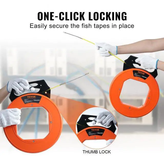 Alt view image 4 of 7 - VEVOR Fish Tape, 100 ft, 3/16-inch, Fiberglass Wire Puller with Optimized Housing and Handle, Easy-to-Use Cable Puller Tool, Flexible Wire Fishing Tools for Wall and Electrical Conduit, Non-Conductive