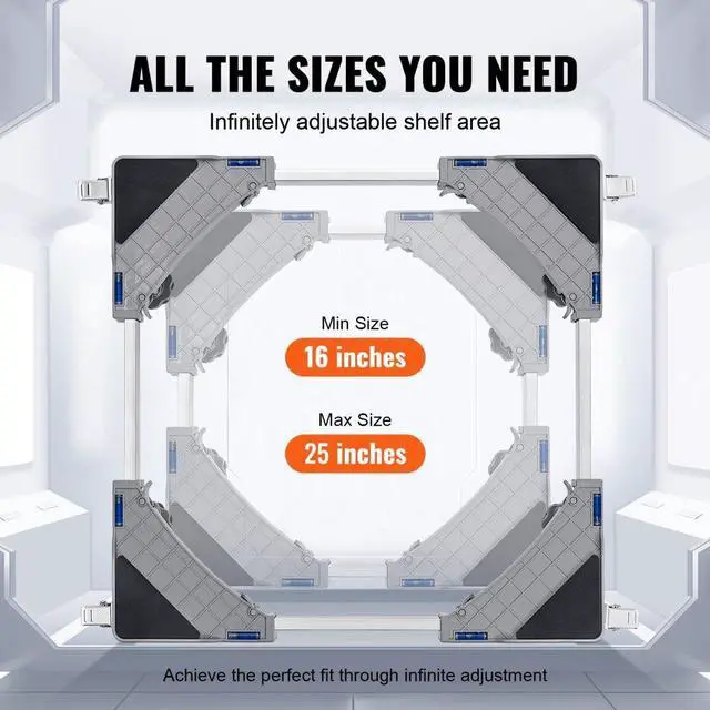 Alt view image 6 of 7 - VEVOR Mini Fridge Stand, 400 lbs Load, 4 Strong Feet, 4 Locking Swivel Wheels, Washer and Dryer Pedestal, Multi-Functional Adjustable Base for Washing Machine, and Refrigerator, Universal Mobile Base