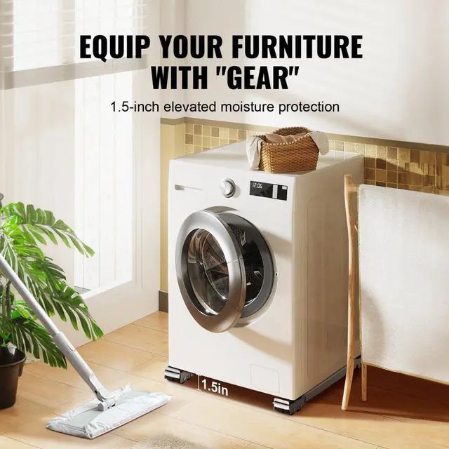 Alt view image 4 of 7 - VEVOR Heavy Duty Furniture Appliances Rollers, 660 lbs Total Load, Extendable Appliance Rollers Mobile Washing Machine Base, Fridge Stand Dolly Movers for Refrigerators, Dryers, Dishwashers, White