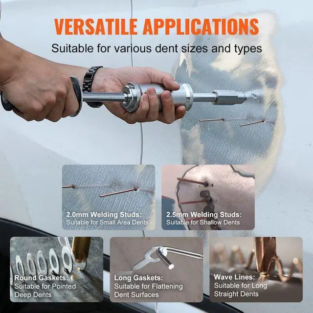 Alt view image 4 of 7 - VEVOR Stud Welder Dent Repair Kit, 800W Spot Welder Stud with 5 Welding Mode, Auto Body Dent Welder Repair Machine with 13 Types of Welding Accessories for Car, Truck, Motorcycle Dent Repair