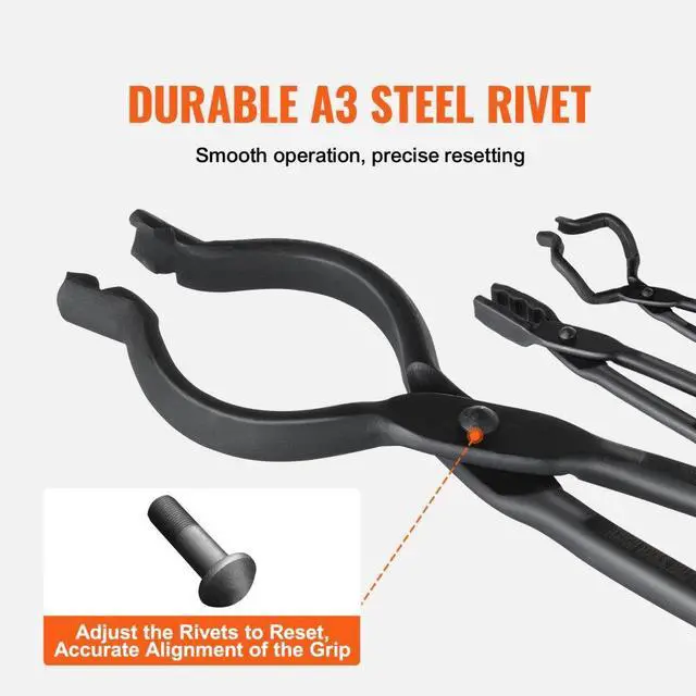 Alt view image 6 of 14 - VEVOR Blacksmith Tongs, 18 3 PCS, V-Bit Bolt Tongs, Wolf Jaw Tongs and Z V-Bit Tongs, Carbon Steel Forge Tongs with A3 Steel Rivets, for Beginner and Seasoned Blacksmiths, Bladesmiths and Craftsmen