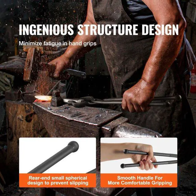 Alt view image 4 of 14 - VEVOR Blacksmith Tongs, 18 V-Bit Bolt Tongs, Carbon Steel Forge Tongs with A3 Steel Rivets, for Long, Irregular, and Nail-shaped Forgings, for Beginner and Seasoned Blacksmiths and Bladesmiths
