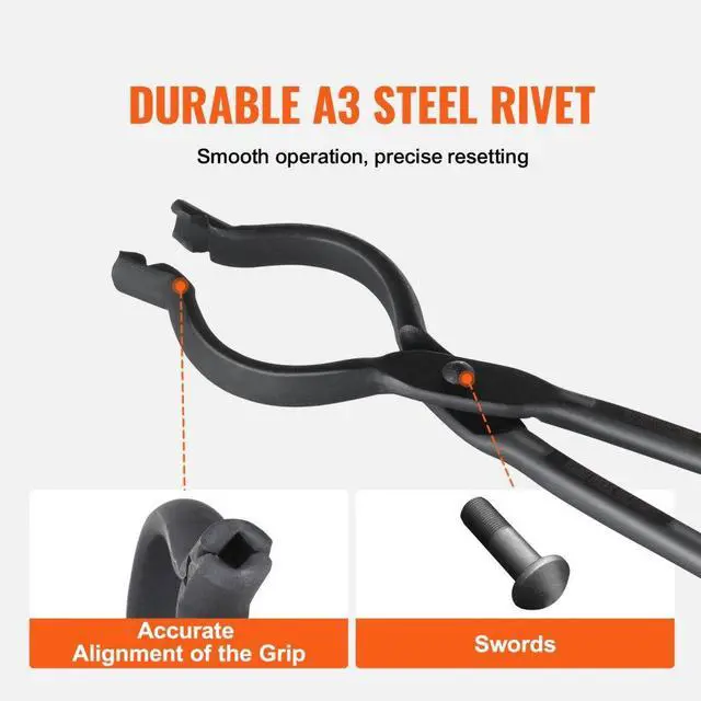Alt view image 6 of 14 - VEVOR Blacksmith Tongs, 18 V-Bit Bolt Tongs, Carbon Steel Forge Tongs with A3 Steel Rivets, for Long, Irregular, and Nail-shaped Forgings, for Beginner and Seasoned Blacksmiths and Bladesmiths