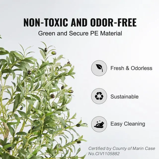 Alt view image 3 of 7 - VEVOR Artificial Olive Tree, 5 FT Tall Faux Plant, Secure PE Material & Anti-Tip Tilt Protection Low-Maintenance Plant, Lifelike Green Fake Potted Tree for Home Office Warehouse Decor Indoor Outdoor
