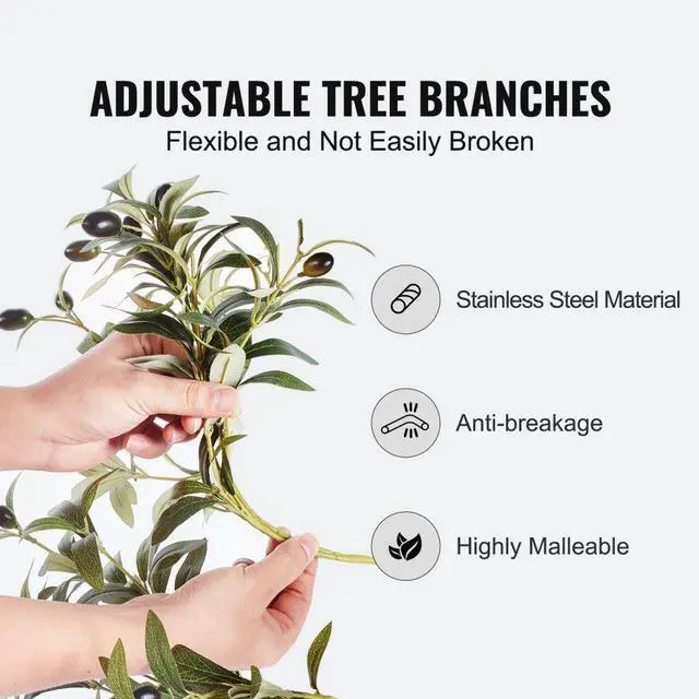 Alt view image 5 of 7 - VEVOR Artificial Olive Tree, 5 FT Tall Faux Plant, Secure PE Material & Anti-Tip Tilt Protection Low-Maintenance Plant, Lifelike Green Fake Potted Tree for Home Office Warehouse Decor Indoor Outdoor