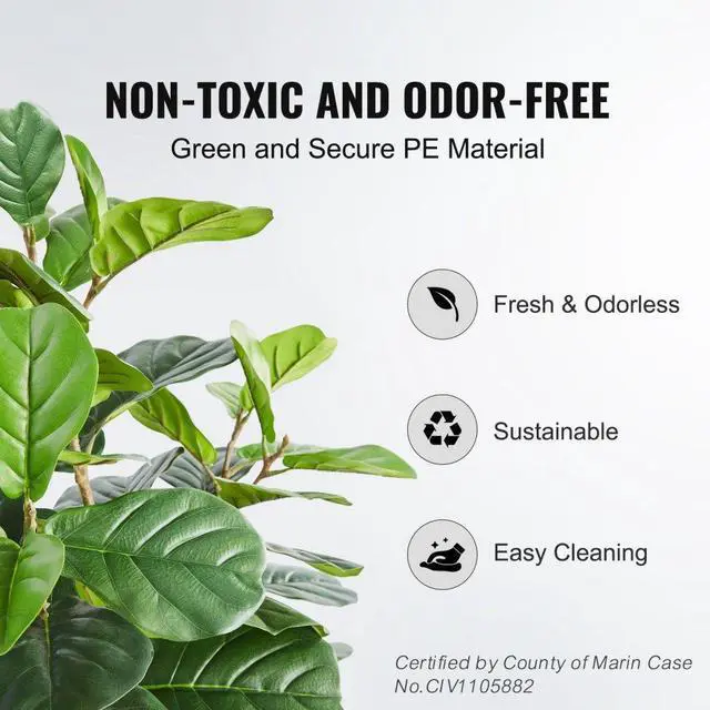 Alt view image 3 of 7 - VEVOR Artificial Fiddle Leaf Fig Tree, 6 FT, Secure PE Material & Anti-Tip Tilt Protection Low-Maintenance Faux Plant, Lifelike Green Fake Potted Tree for Home Office Warehouse Decor Indoor Outdoor