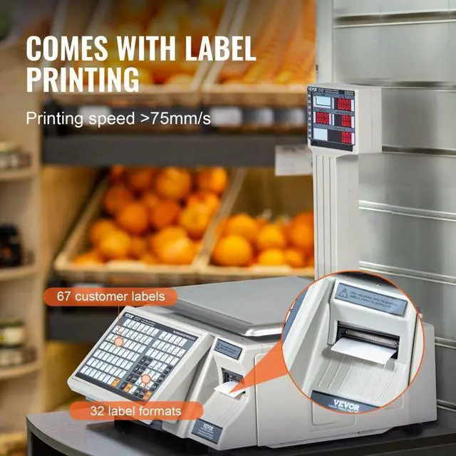 Alt view image 3 of 7 - VEVOR Electronic Price Computing Scale, 66 LB Digital Deli Weight Scales, LCD & LED Digital Commercial Food Fruit Meat Produce Counting Weight, for Retail Store, Kitchen, Restaurant Market, and Farmer