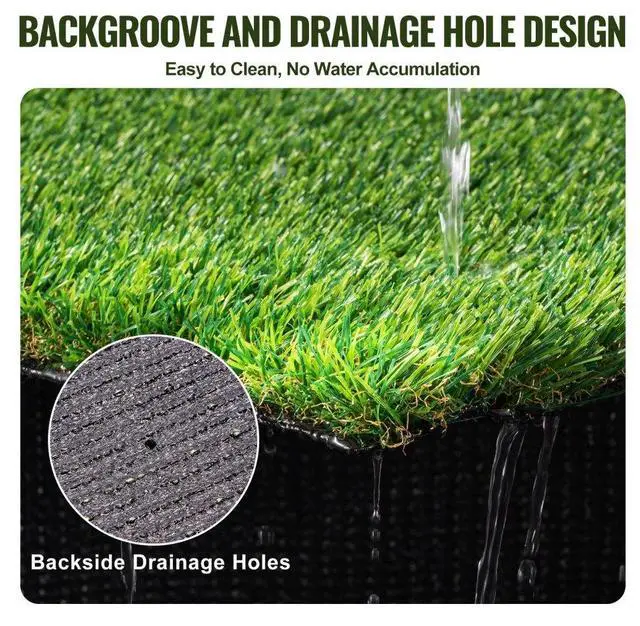 Alt view image 5 of 7 - VEVOR Artifical Grass, 5 x 10 ft Rug Green Turf, 1.38"Fake Door Mat Outdoor Patio Lawn Decoration, Easy to Clean with Drainage Holes, Perfect For Multi-Purpose Home Indoor Entryway Scraper Dog Mats