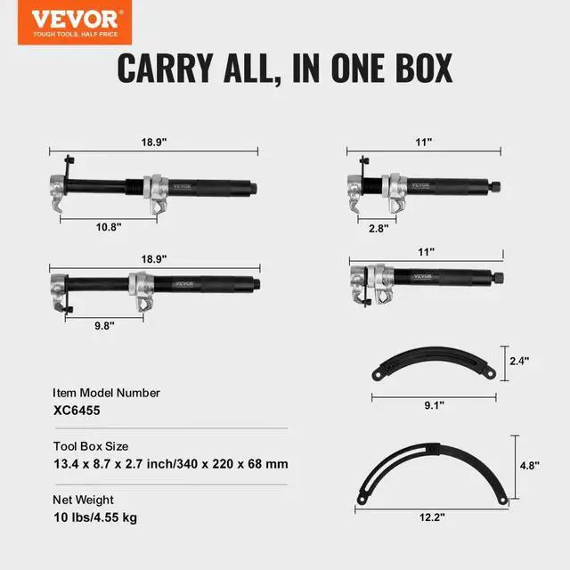 Alt view image 7 of 14 - VEVOR Coil Spring Compressor Tool, 2 pcs Heavy Duty Macpherson Strut Spring Compressor Set, 2646 lbs Strut Spring Compressor with Safety Bracket and Carrying Case, for Car Truck ATV UTV