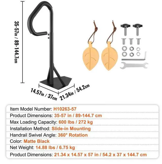 Alt view image 7 of 14 - VEVOR Hot Tub Handrail, 360 Rotatable Spa Side Handrail with 35"-57" Adjustable Height, Rust-proof Aluminum Spa Step Hot Tub Hand Rail with Slide-Under Mount Base for Indoor & Outdoor, 600LBS Capacity