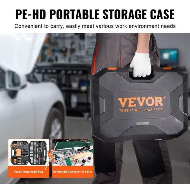 Alt view image 6 of 7 - VEVOR Mechanics Tool Set and Socket Set, 1/4" and 3/8" Drive Deep and Standard Sockets, 145 Pcs SAE and Metric Mechanic Tool Kit with Bits, Combination Wrench, Hex Wrenches, Accessories, Storage Case