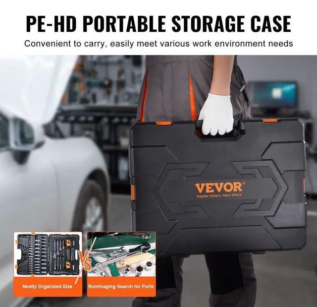 Alt view image 6 of 7 - VEVOR Mechanics Tool Set and Socket Set, 1/4" 3/8" 1/2" Drive Deep and Standard Sockets, 205 Pcs SAE and Metric Mechanic Tool Kit with Bits, Combination Wrench, Hex Wrenches, Accessories, Storage Case