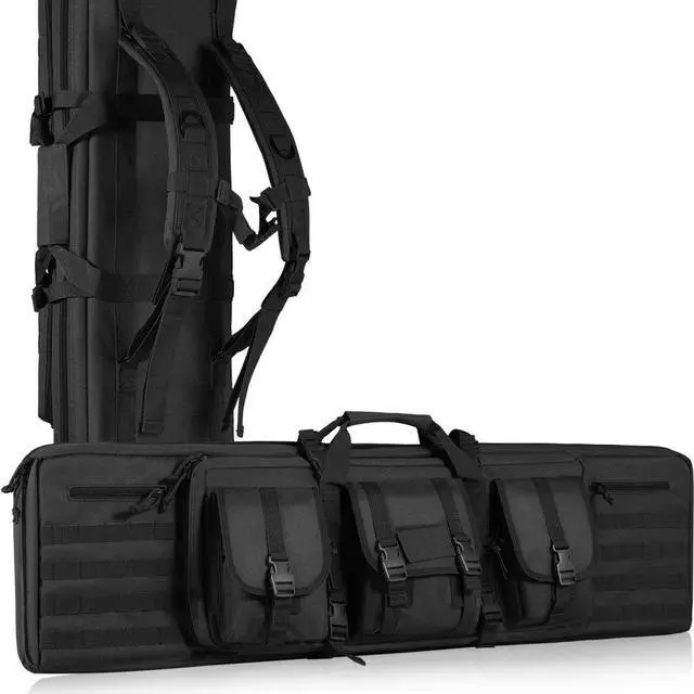 Main image of VEVOR Tactical Range Bag, 42 inch Tactical Double Firearm Bag, Soft Outdoor Tactical Case with Lockable Zipper, Portable Handle & Shoulder Strap, 3 Large Storage Pockets Tactical Range Case, Black