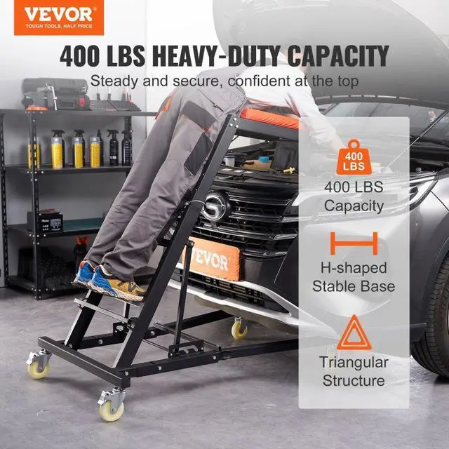 Alt view image 2 of 7 - VEVOR Automotive Top Creeper, with Adjustable Height 48" to 76", 400 LBS Capacity High Creeper, 4 Swivel Caster Wheels, Heavy Duty Foldable Creeper for Auto Repair and Maintenance