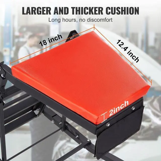 Alt view image 4 of 7 - VEVOR Automotive Top Creeper, with Adjustable Height 48" to 76", 400 LBS Capacity High Creeper, 4 Swivel Caster Wheels, Heavy Duty Foldable Creeper for Auto Repair and Maintenance