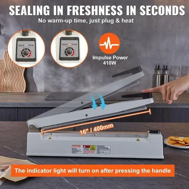 Alt view image 3 of 7 - VEVOR Impulse Sealer 16 inch, Manual Heat Sealing Machine with Adjustable Heating Mode, Aluminum Shrink Wrap Bag Sealers for Plastic Mylar PE PP Bags, Portable Poly Bag Sealer with Extra Replace Kit