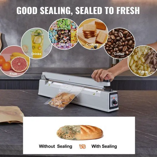 Alt view image 6 of 7 - VEVOR Impulse Sealer 16 inch, Manual Heat Sealing Machine with Adjustable Heating Mode, Aluminum Shrink Wrap Bag Sealers for Plastic Mylar PE PP Bags, Portable Poly Bag Sealer with Extra Replace Kit