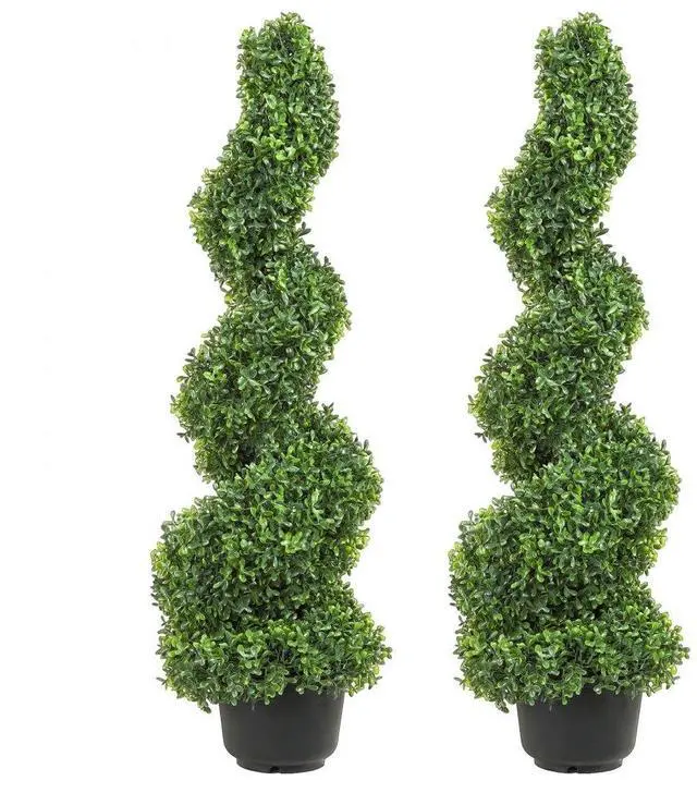 Main image of VEVOR 2 pcs. Artificial Boxwood Tower Topiary Spiral Artificial Plant 91cm high Decorative Plant Green Plastic PE Iron Topiary Plants incl. 10 pcs. Replacement Leaves