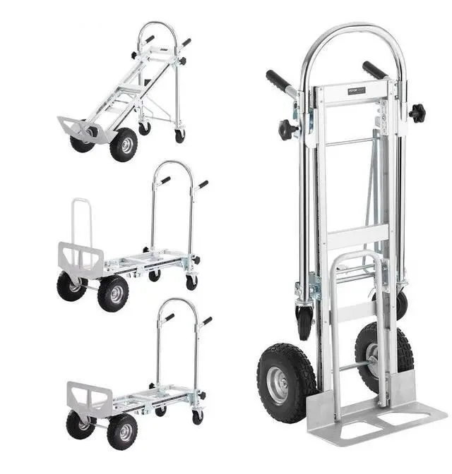 Main image of VEVOR Aluminum Folding Hand Truck, 4 in 1 Design 1000 lbs Capacity, Heavy Duty Industrial Collapsible cart, Dolly Cart with Rubber Wheels for Transport and Moving in Warehouse, Supermarket, Garden