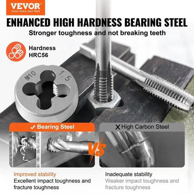 Alt view image 2 of 7 - VEVOR Tap and Die Set, 116-Piece Include Metric and SAE Size, Bearing Steel Taps and Dies, Essential Threading Tool for Cutting External Internal Threads, with Complete Accessories and Storage Case