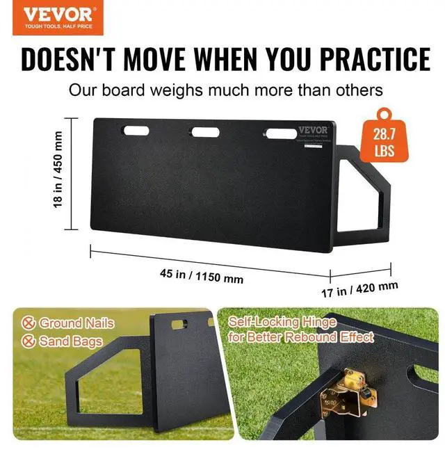 Alt view image 2 of 14 - VEVOR Soccer Rebounder Board, 45"X18" Portable Soccer Wall with 2 Angles Rebound, Foldable HDPE Kickback Rebound Board, Soccer Training Equipment for Kids and Adults, Passing & Shooting Practice