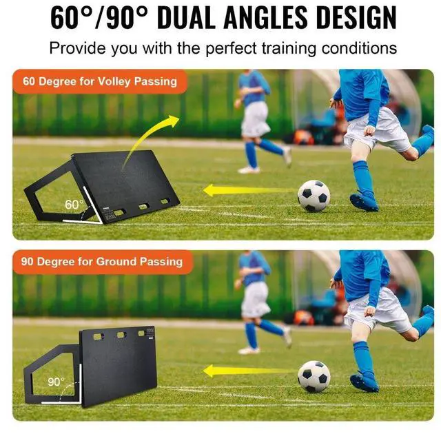 Alt view image 3 of 14 - VEVOR Soccer Rebounder Board, 45"X18" Portable Soccer Wall with 2 Angles Rebound, Foldable HDPE Kickback Rebound Board, Soccer Training Equipment for Kids and Adults, Passing & Shooting Practice