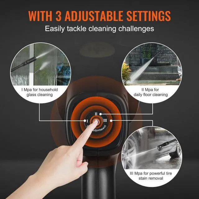Alt view image 4 of 7 - VEVOR Cordless Pressure Washer, 652-PSI 1.0 GPM Portable Power Cleaner, Handheld High-Pressure Car Washer Gun with 4.0Ah Battery, Charger, 6-in-1 Nozzle, for Home/Floor Cleaning & Watering