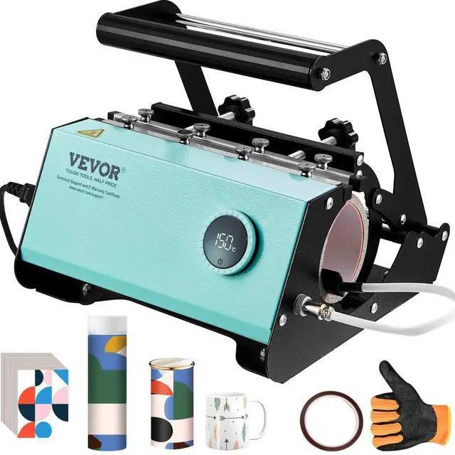 Main image of VEVOR Mug Heat Press, 11-30oz Tumbler Heat Press Machine, Sublimation Transfer Straight Skinny Tumblers, Cup Heat Press with Heat-resist Gloves & Tape, DIY Ceramic Mugs Cups Glasses, As Gift, Green