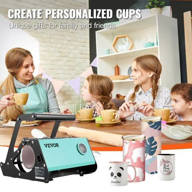 Alt view image 6 of 7 - VEVOR Mug Heat Press, 11-30oz Tumbler Heat Press Machine, Sublimation Transfer Straight Skinny Tumblers, Cup Heat Press with Heat-resist Gloves & Tape, DIY Ceramic Mugs Cups Glasses, As Gift, Green