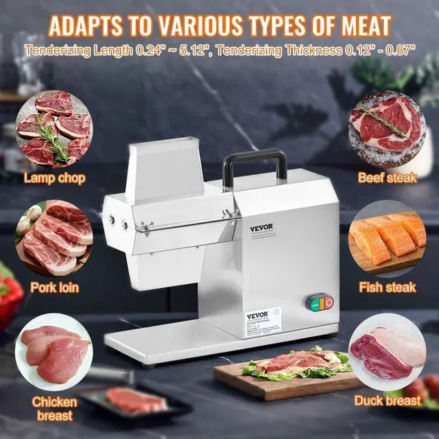Alt view image 4 of 7 - VEVOR Commercial Meat Tenderizer, Heavy Duty Stainless Steel Kitchen Tool with Handle, Meat Tong, and Cleaning Brush, 450W Electric Meat Tenderizer Machine for Beef, Turkey, Chicken, Pork, and Fish