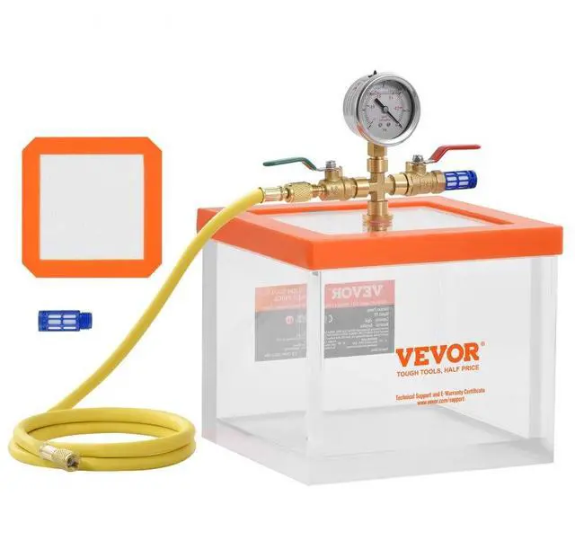Main image of VEVOR 2 Gallon Vacuum Chamber, Upgraded Multipurpose Acrylic Vacuum Degassing Chamber, Transparent Vacuum Chamber, for Resin Degassing, Silica Gel Degassing, Gypsum Degassing and Vacuum Extraction