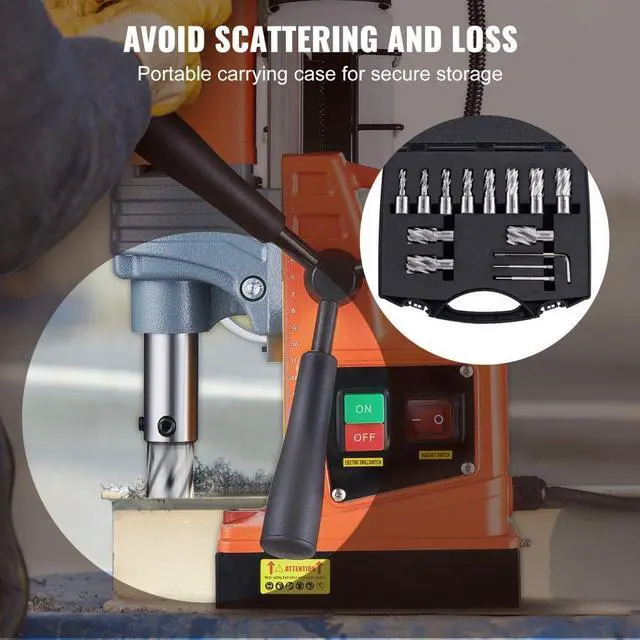 Alt view image 5 of 7 - VEVOR Annular Cutter Set, 13 pcs Weldon Shank Mag Drill Bits, 7/16" to 1-1/16" Cutting Diameter, 1" Cutting Depth, M2AL HSS, 2 Pilot Pins, Hex Wrench and Portable Case, for Using with Magnetic Drills