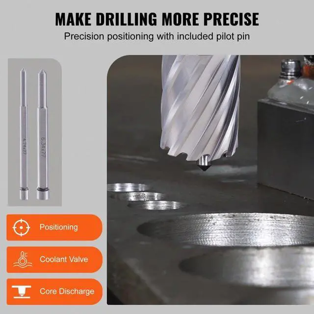 Alt view image 6 of 7 - VEVOR Annular Cutter Set, 13 pcs Weldon Shank Mag Drill Bits, 7/16" to 1-1/16" Cutting Diameter, 1" Cutting Depth, M2AL HSS, 2 Pilot Pins, Hex Wrench and Portable Case, for Using with Magnetic Drills
