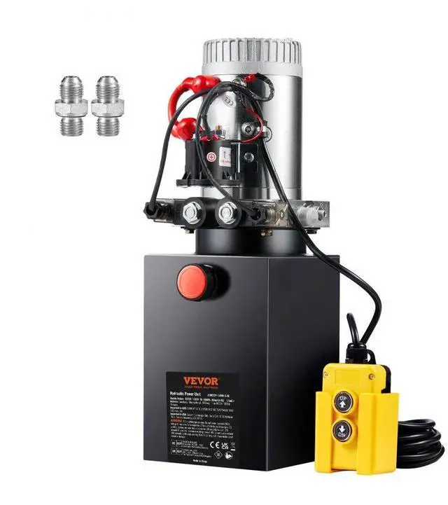 Main image of VEVOR Hydraulic Pump, 8 Quart Hydraulic Power Unit, Double Acting Dump Trailer Pump, 0.91 GPM Flow Rate, 3200 PSI Max Relief Pressure, DC 12V Hydraulic Pump for Dump Trailer Car Lifting