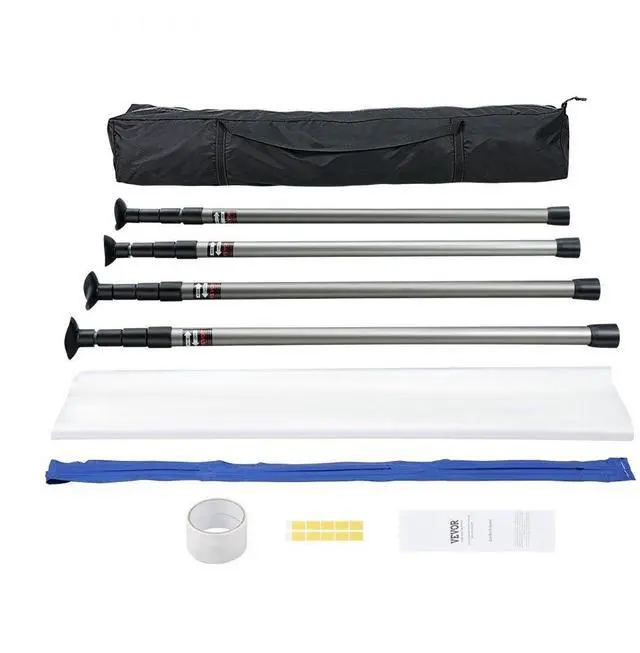 Main image of VEVOR Dust Barrier Poles, 12 Ft Barrier Poles, Dust Barrier System with 4 Telescoping Poles, Carry Bag and 32.8x13.12 Ft Plastic Film, for Interior Decoration, Painting