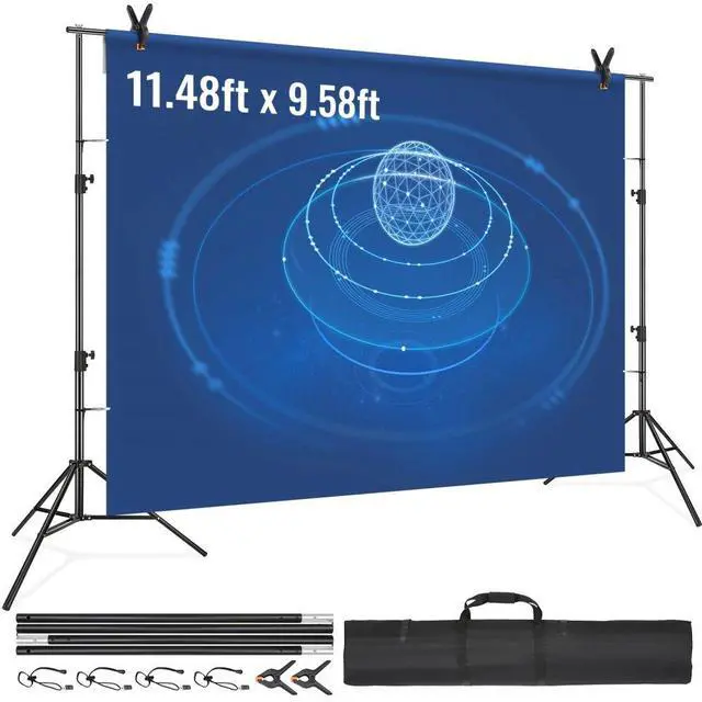 Main image of Vevor 12 X 10 Ft Heavy Duty Backdrop Stand  Height Adjustable Photography Backdrop Stand  Background Support System With 6 Clamps And A Carry Bag  For Party  Wedding  Display  Photo