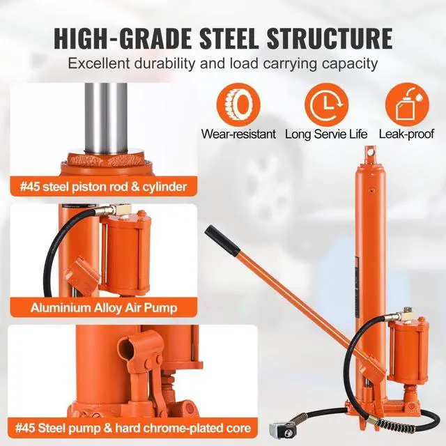Alt view image 4 of 7 - VEVOR Hydraulic Long Ram Jack 8Ton Clevis Base Engine Hoist Cylinder Single Pump
