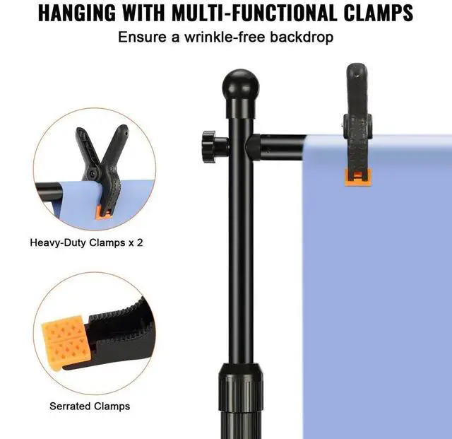 Alt view image 6 of 8 - VEVOR 10ft x 10ft Pipe and Drape Kit, Heavy Duty Backdrop Stand with Carbon Steel Base, Adjustable Backdrop Support with 6 Clamps and A Carry Bag for Wedding, Party, Event, Photography, and Exhibition